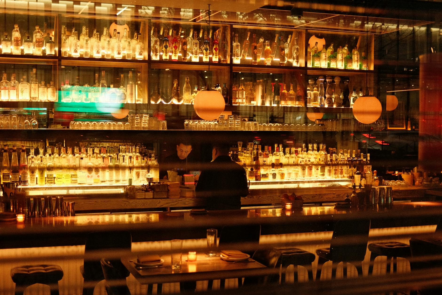 Hong Kong bar at night showing nightlife in popular expat districts