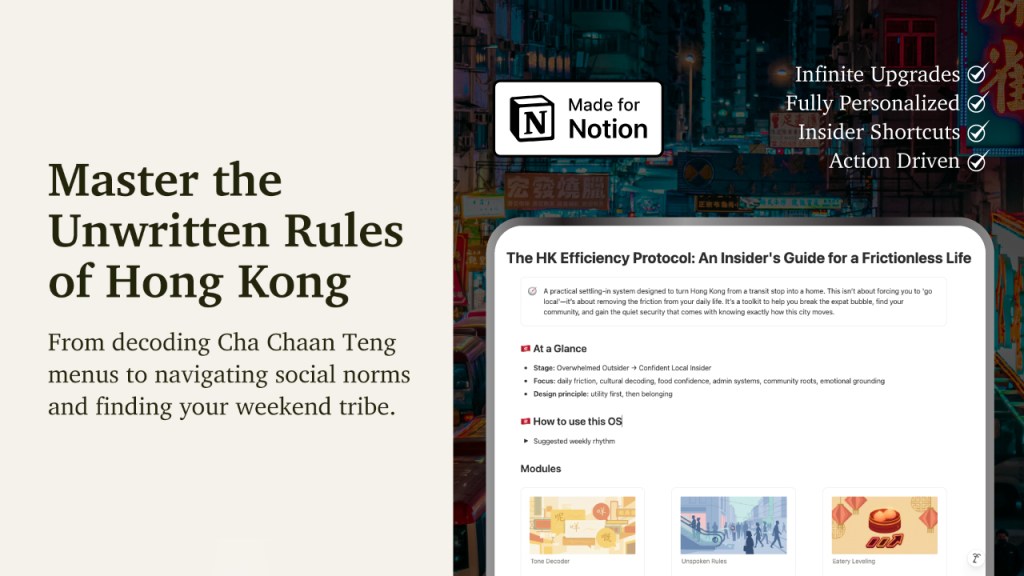 一個介紹香港無形規則的指南，包含解讀茶餐廳菜單及社交規範的內容，幫助讀者融入社區與找到屬於自己的週末部落。